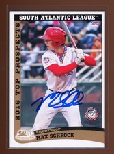 2016 Hagerstown Suns MAX SCHROCK Signed Card autograph auto REDS CARDINALS