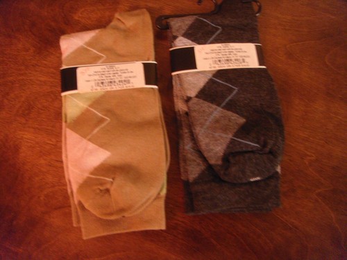2 lot Alfani usa made sock 9-11 black grey tan green pink multi color NEW - Picture 2 of 3