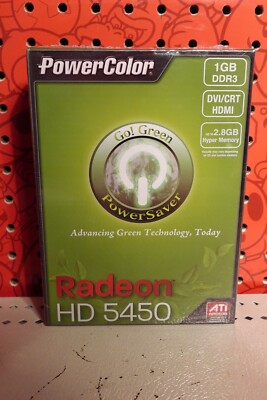 NEW ATI Radeon Power Color HD 5450 1 GB DDR3 DVI/CRT HDMI Graphics Card adapter