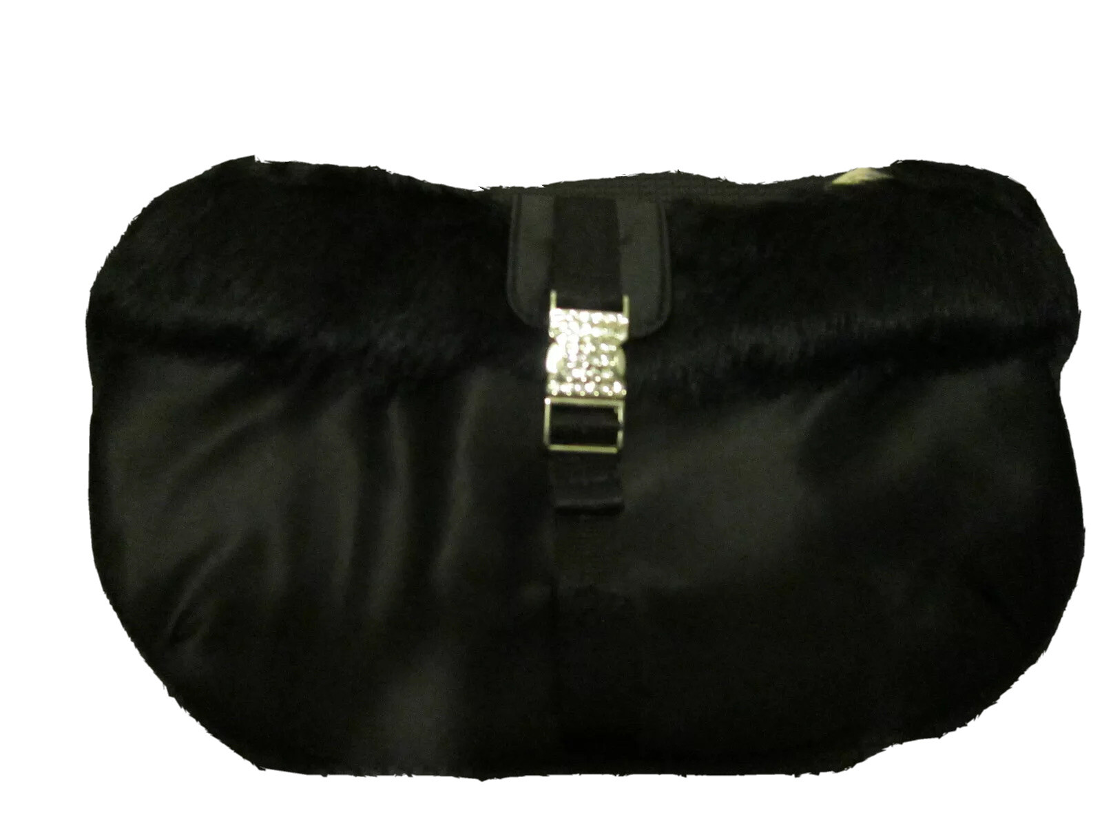 NWT BATH & BODY WORKS BLACK ASPEN FUR TRIMMED PURSE SPARKLY BUCKLE RARE HTF