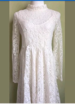 NEW Ivory Free People Lace Dress Mock Turtleneck $128 Sz S | eBay