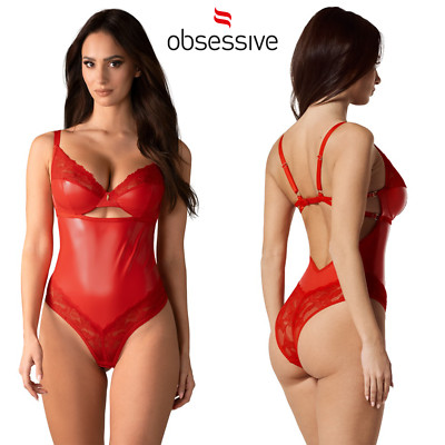 Sexy Red Floral Lace Adjustable Straps Bodysuit Obsessive Aliosa