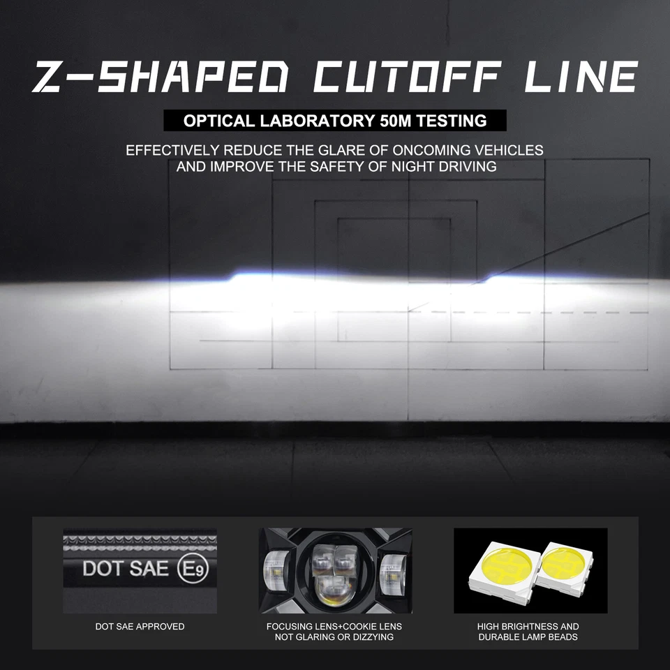 Pair Fit Ford F600/700/800 FT900 F-100 5x7 7x6" LED Headlights Hi/Lo Sealed Beam - Image 4 of 4