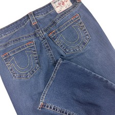 True Religion Becca Bootcut Jeans Womens 28 Blue Mid Rise Horseshoe Stitch 28x32