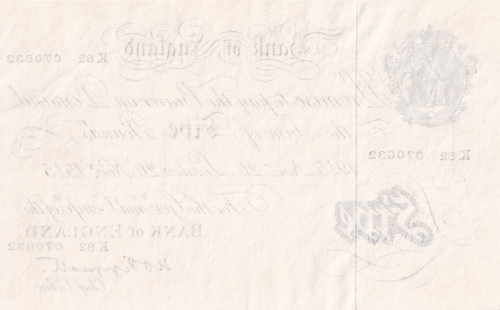 England 5 Pounds 1945 P-342 AUNC/UNC Banknote - Bild 2 von 4