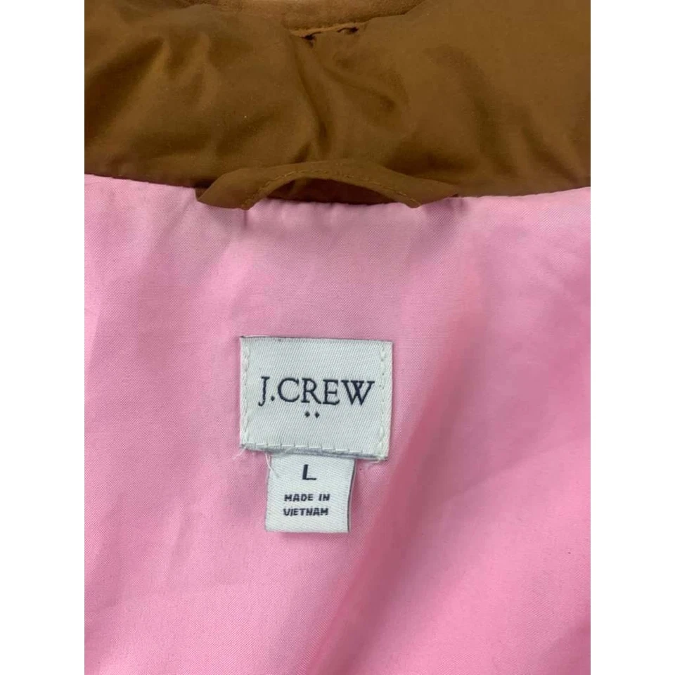 Chaleco acolchado con cremallera completa J Crew marrón fábrica de comercio justo para mujer talla L Foto 3 de 4