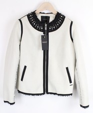Maison Scotch Damen JACKE S Gebrochenes Weiß Nieten Kunstleder RRP270 I