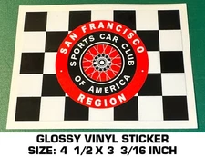SCCA SAN FRANCISCO REGION GLOSSY VINYL DECAL STICKER - VINTAGE RACING