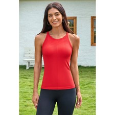 Attraco Women's Seamless Workout Tank Tops with Built in Bra Crew Neck