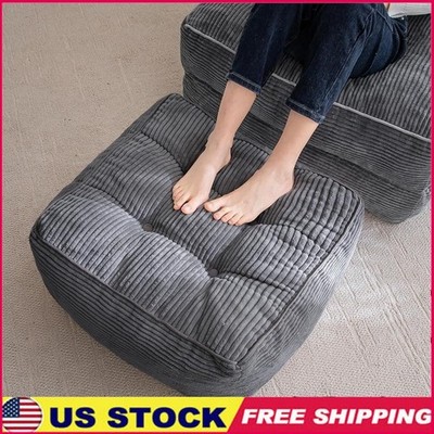 Durable Soft Corduroy Bean Bag Footrest Ottoman Comfortable Living Room Bedroom