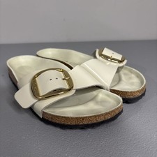 BIRKENSTOCK MADRID BIG BUCKLE SLIDE SANDALS ECRU WOMEN'S SIZE 7 EU 38