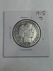 1915-S Silver Barber Half Dollar Choice F+/VF Detail. No Reserve Auction!
