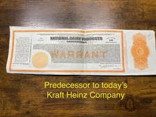 Pre-Kraft Foods (Kraft Heinz) 1936 National Dairy Products Warrant #18793
