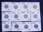 12 Circulated G Buffalo Nickels 1919 to 1936D