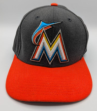 New Era 9Fifty MLB Miami Marlins Baseball Hat, Adjustable Snapback, Gray Orange