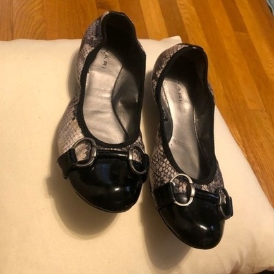 Tahari Animal Print Ballet Flat Silver Accents Sz 6.5 preppy old money horsebit
