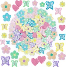 Pastel 100Pcs Iron-on Flower  Butterfly Patches   Personalize Clothing in Style