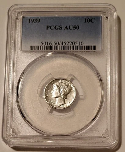 1939 Mercury Dime AU50 PCGS