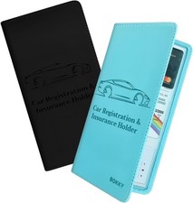 2 Pack PU Car Registration and Insurance Holder Convertible Color: Black Blue