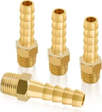 KOOTANS 4Pcs Brass Hose Barb Fittings 1/4" Hose Barb to 1/8 NPT Male Thread Air