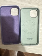 Apple iPhone 14 Silicone Cases with MagSafe in green and purple