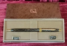 QUILL~VINTAGE Genuine Cobra Covered Pen Blue Ink NOS BROWN W/ BOX SNAKE DESK