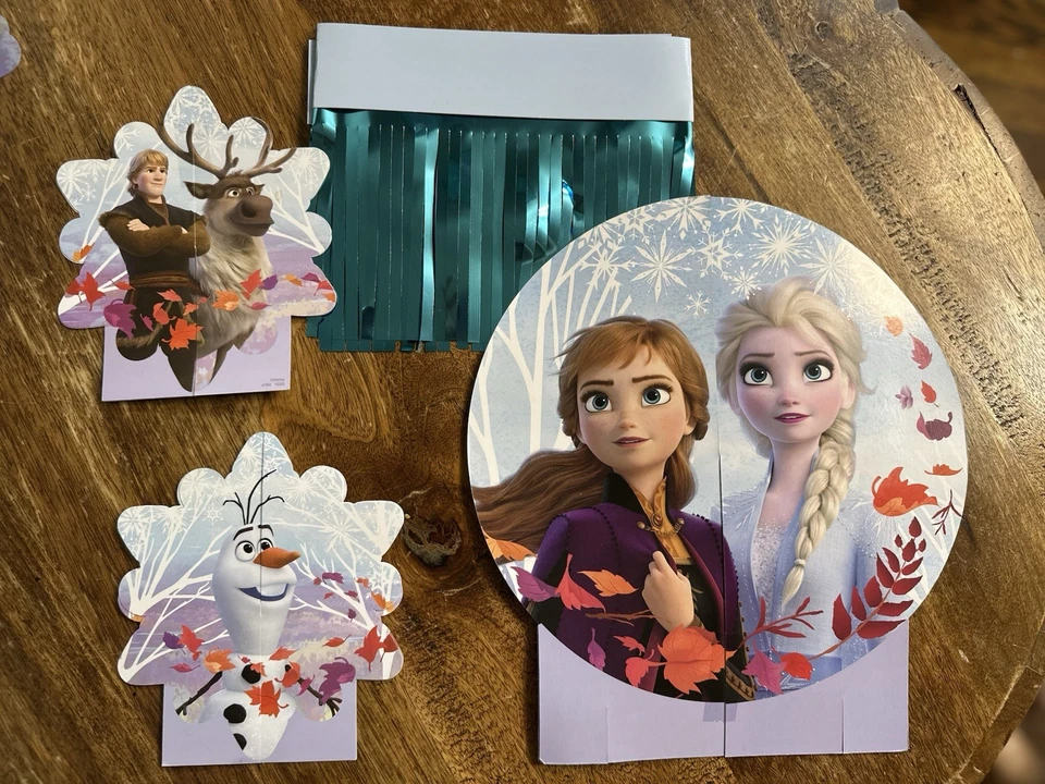 Paquete de suministros de fiesta congelados platos de lujo decoración de mesa servilletas pancartas más Foto 3 de 4