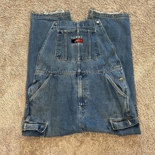 Vintage Rare Tommy Hilfiger Sports Blue Denim Overalls 38x30