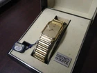 Vintage Mens Seiko Tank Style Quartz Gold Tone Watch 5P30-5B69