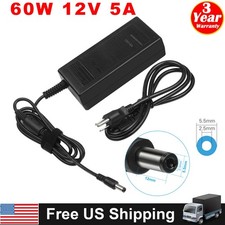 12V 5A 60W AC DC Adapter Power Supply Cord Charger 5.5mm 2.5mm US Plug Universal