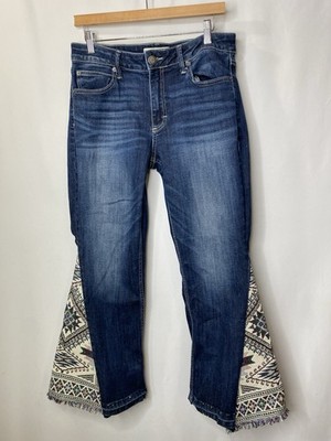 Upcycled Womens Flair Leg Panels Jeans Size 7/8 One Of A Kind Boho Gypsy Hippie
