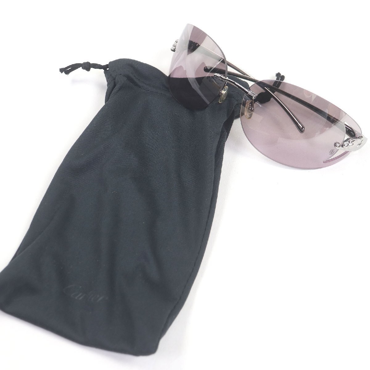 Cartier Panthere de Cartier Two Point Sunglasses Gunmetal Purple Made in France image 2