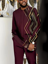 Men's Outfit 2 Piece Set Shirt  Pants Suit PLUS SIZE BIG 4XL