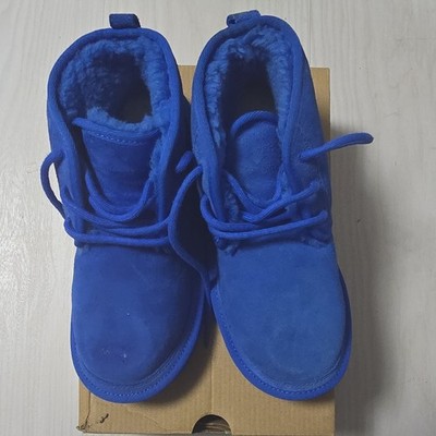 UGG Blue Suede Chukka Boots Unisex Kids US 4 Lace Up Model 1017320K