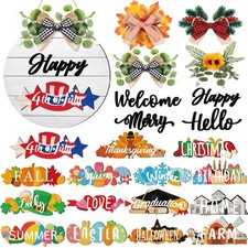 21 Pcs Interchangeable Welcome Sign for All Holiday Front Door Decoration wit...