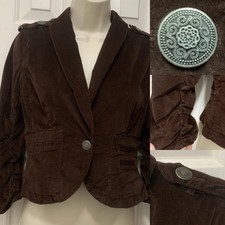 Brown Velvet Cropped Blazer Jacket Women s Small Y2K Whimsigoth