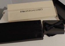 Pronto Uomo Black Silk Cummerbund and Bowtie Set