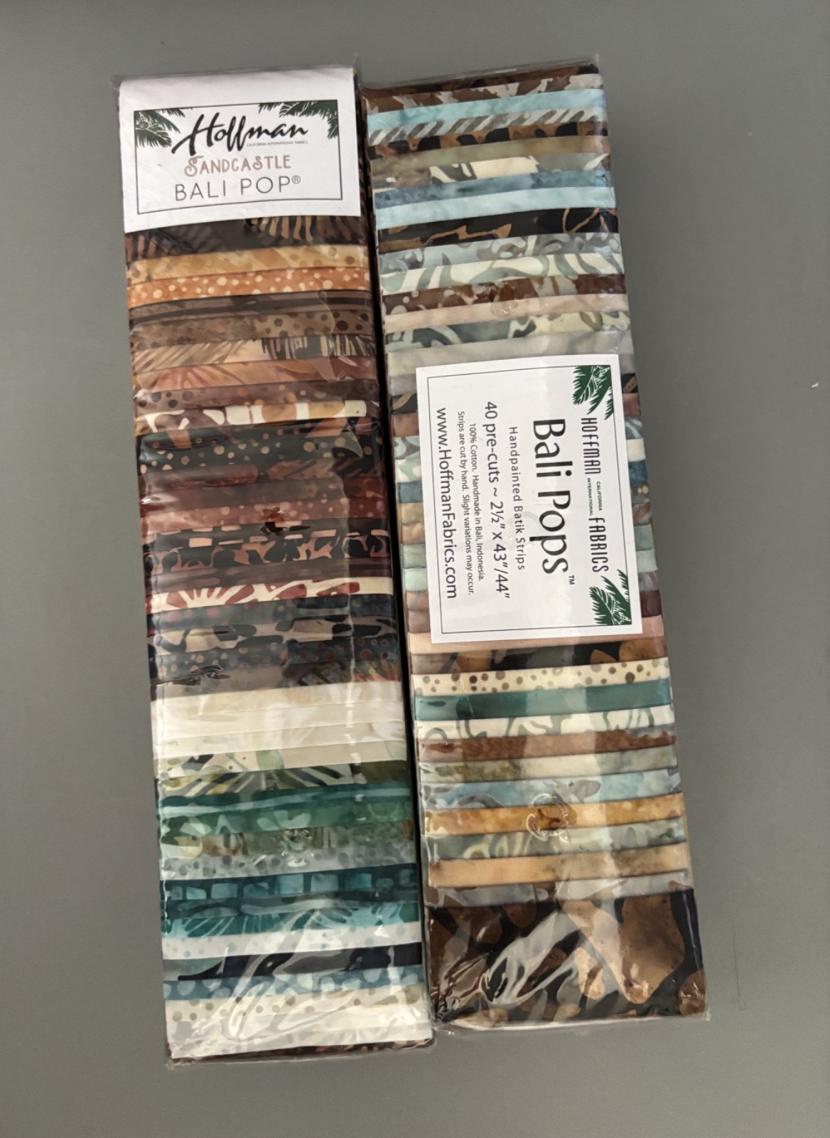 Two Bali Pops Hoffman Fabrics Sandcastle and Brown Sugar - 40 strip ...