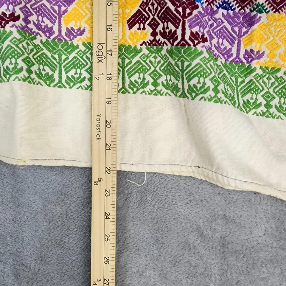 Poncho Guatemalteco Huipil Mujer Talla Única Bordado Floral Boho Años 80 Vintage Top Foto 4 de 4