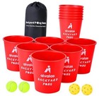 Yard Pong Outdoor Games, Giant Yard Games Set with 12 Buckets and Balls for Red