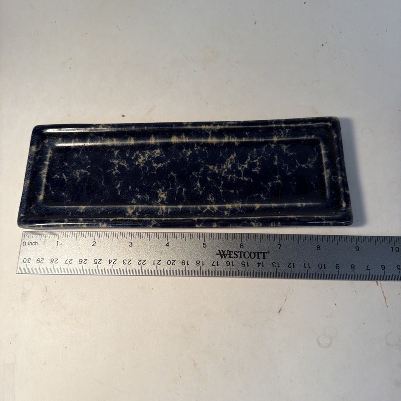Bennington Potters Blue Agate Spoon Rest Underplate Tray 1844ST David Gil 9x3"
