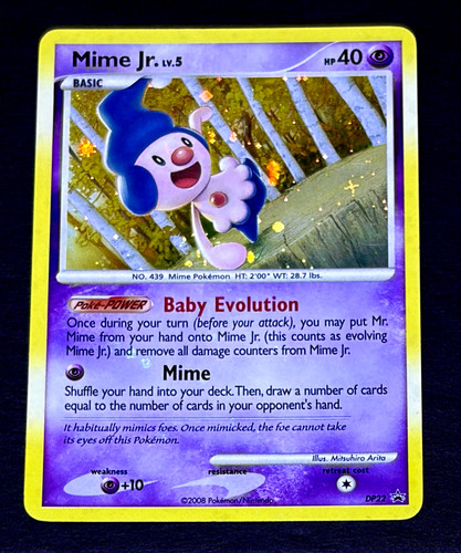 2009 Pokemon MIME JR. Black Star Promo COSMOS HOLO Blister Pack Card #DP22 SWIRL