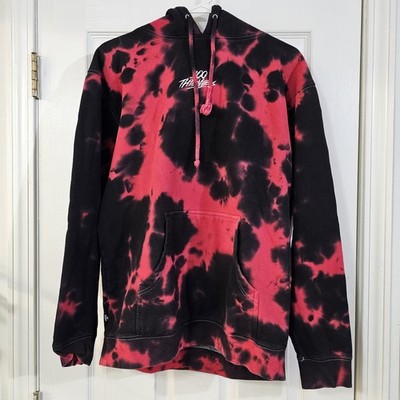100 Thieves Men's Red Wash Tie Dye Hoodie Sweatshirt Size L Open World Jam Tour