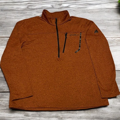 Eddie Bauer Mens XXL Orange Pullover Jacket 1/2 Zip First Ascent Fleece Sweater