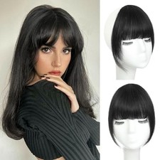 Clip in Bangs 100 Real Human Hair Natural Black French Natural Black-French