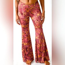Free People Hold Me Closer Bell Bottom Trousers Velvet Stretch Pants size M
