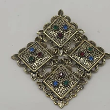 Vintage SARAH COVENTRY Temple Lights Brooch w/ Rhinestones