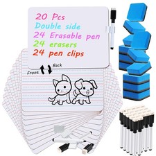 20 Pcs 9"x12" Double Sided Dry Erase Boards, Small Whiteboards with Lines for...