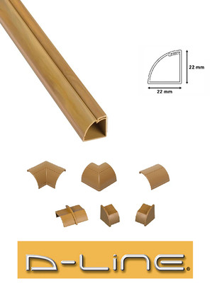 D-Line 22 mm x 22 mm Eiche (Holz) Viertelkreis Kanalverbinder PVC Kabelmanagement
