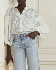 Zimmermann Tropicana Blouse Size 0 / 8 AU / 4 US Lantern Organza-Jacquard White
